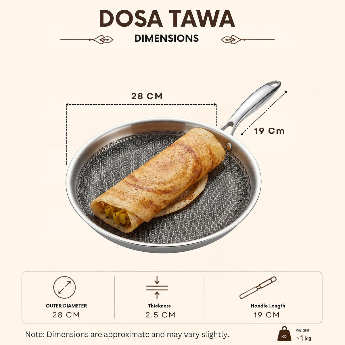 Triply - Honeycomb Dosa Tawa - 28 cm, 2.5mm - Non-Stick Surface