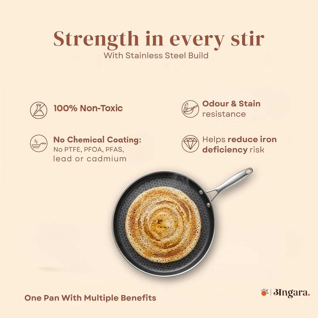 Triply - Honeycomb Dosa Tawa - 28 cm, 2.5mm - Non-Stick Surface