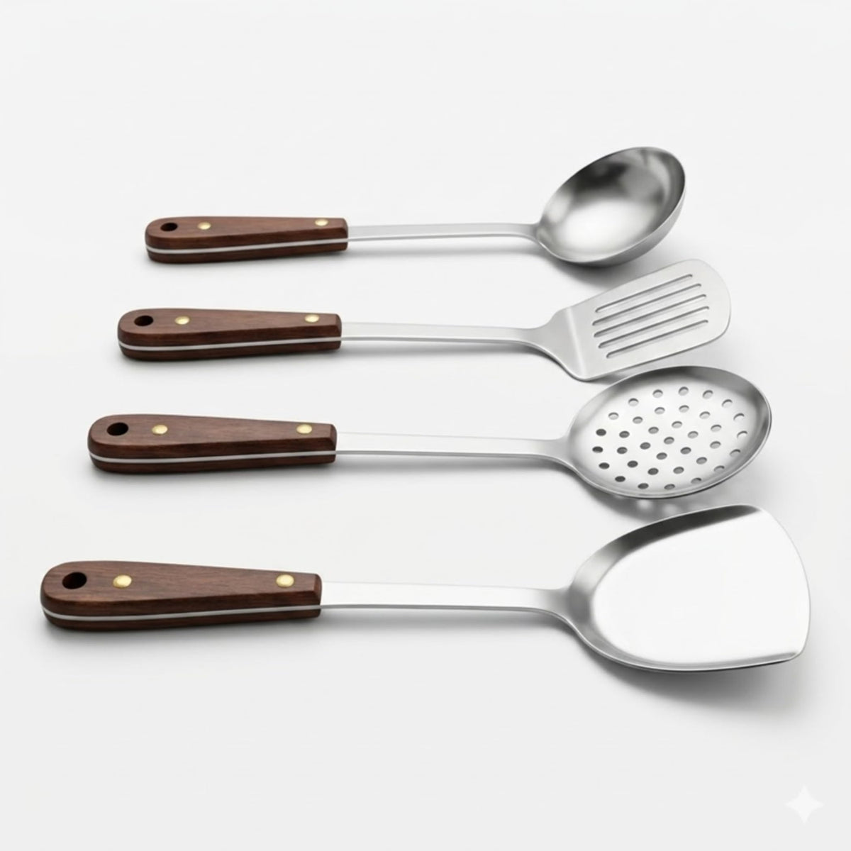 Stainless Steel - Cooking Utensil Set - Pack of 4 - Ergonomic Handles