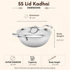 Triply - Deep Kadhai with Steel Lid - Multi-Purpose Cooking