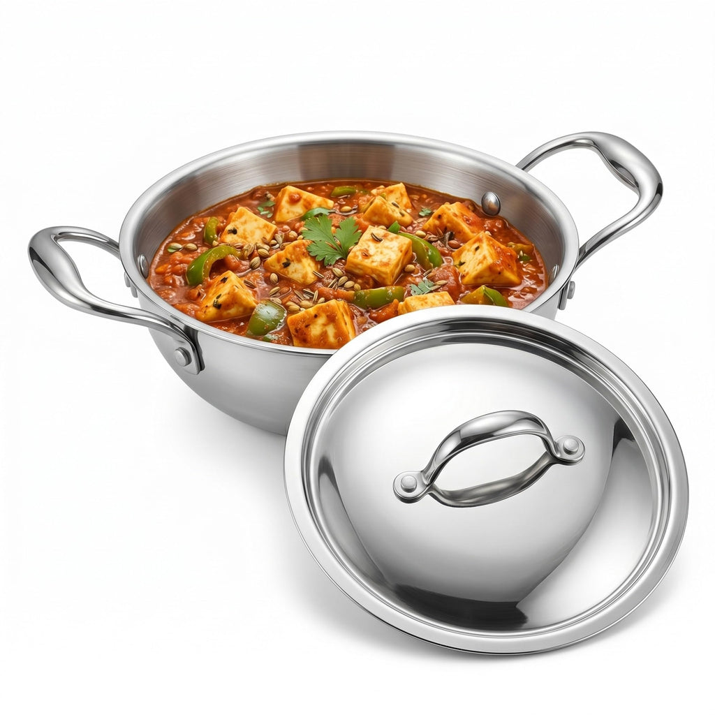 Triply - Deep Kadhai with Steel Lid - Multi-Purpose Cooking