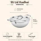 Triply - Deep Kadhai with Steel Lid - Multi-Purpose Cooking