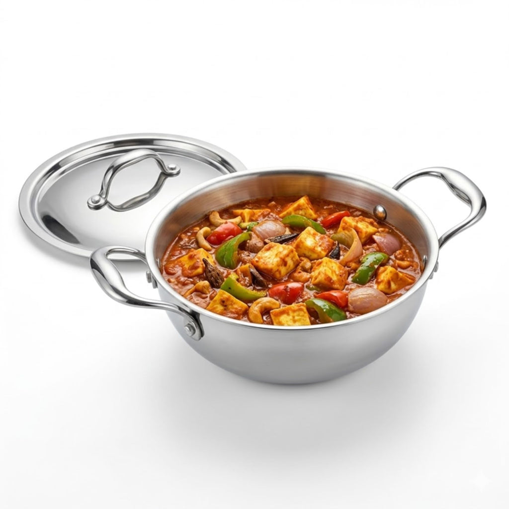 Triply - Deep Kadhai with Steel Lid - Multi-Purpose Cooking