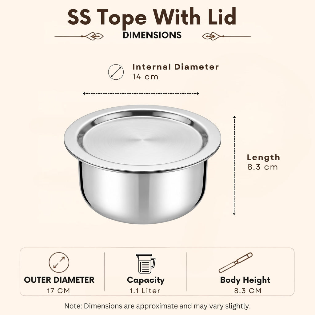Triply - Tope with Steel Lid - Multi-Purpose Cooking
