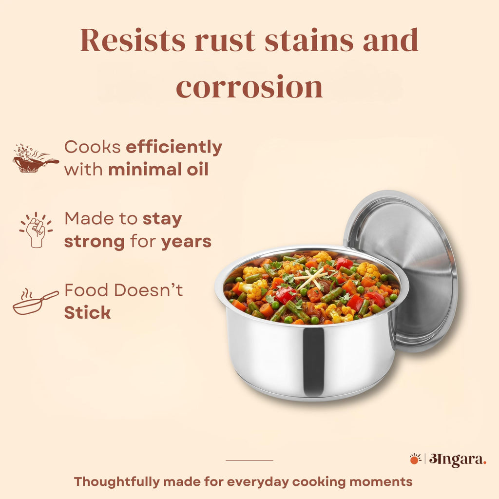 Triply - Tope with Steel Lid - Multi-Purpose Cooking