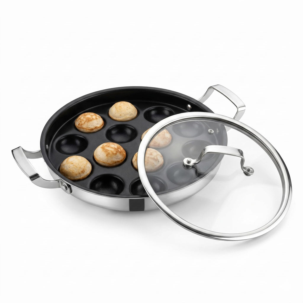 Appam Pan With Lid 14 pits.