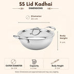 Triply - Deep Kadhai with Steel Lid - Multi-Purpose Cooking