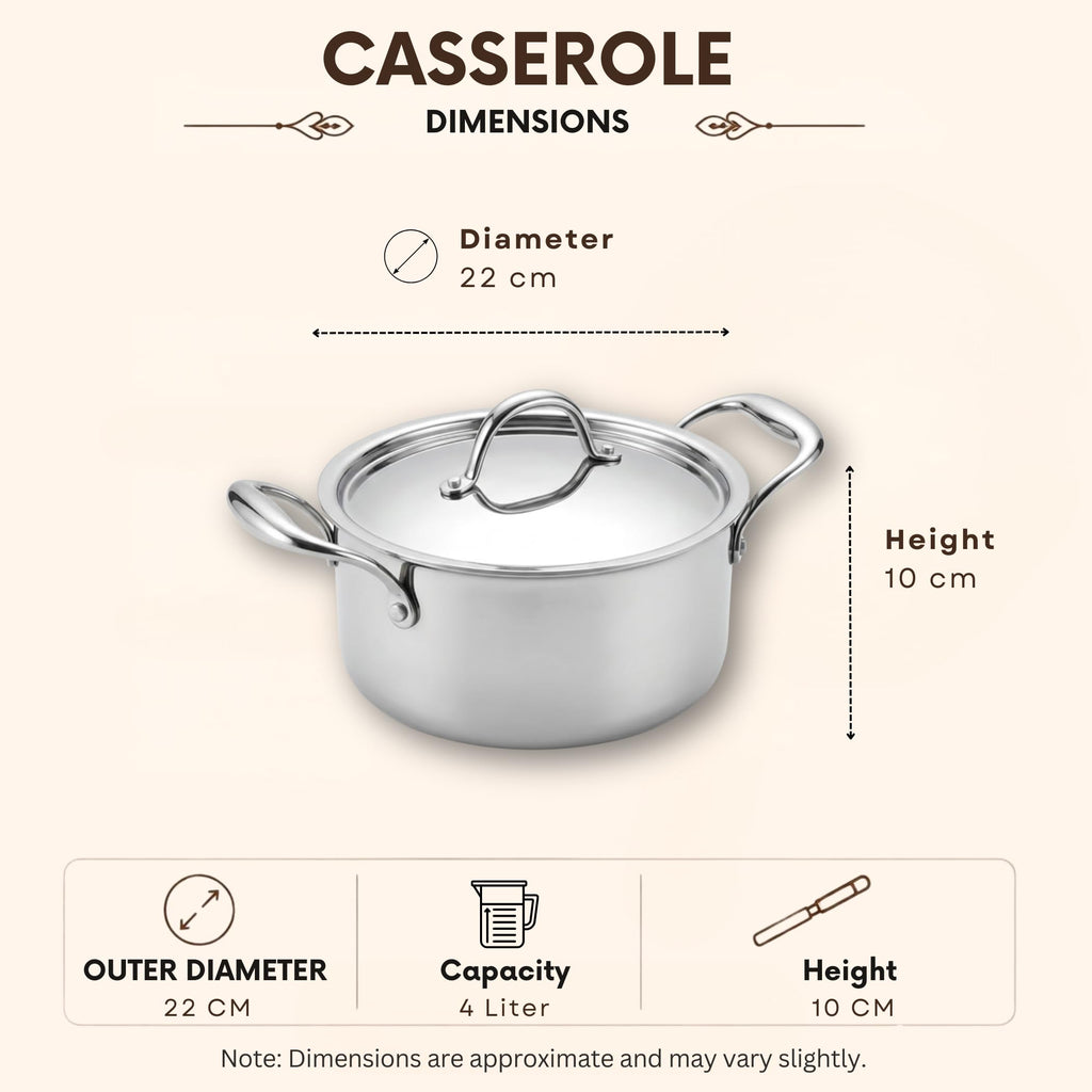 Triply - Casserole Hot Case - Steel Lid - Keeps Food Warm Longer