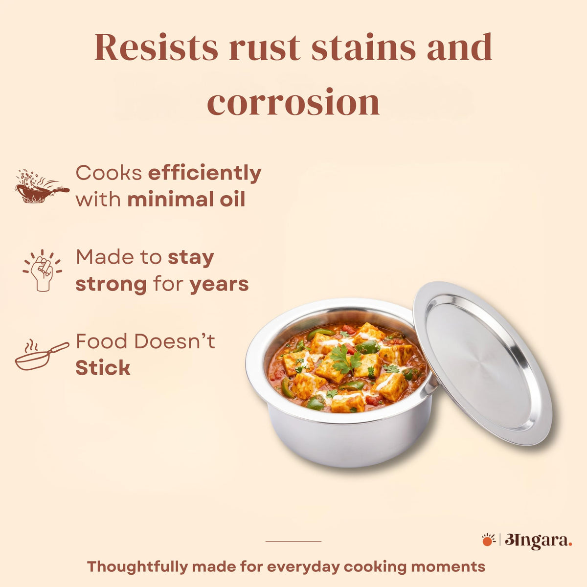Triply - Tope with Steel Lid - Multi-Purpose Cooking