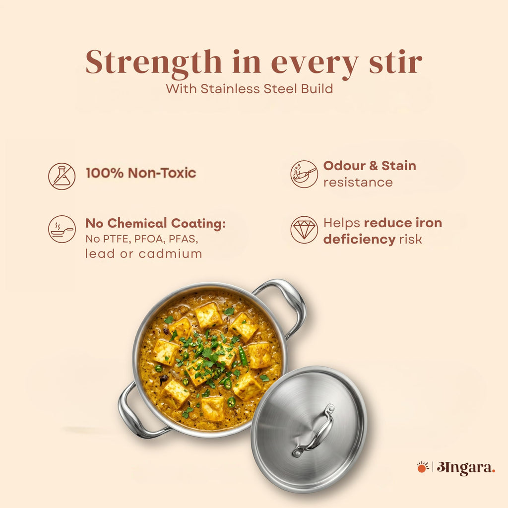 Triply - Belly Casserole Hot Case - Steel Lid - Keeps Food Warm Longer