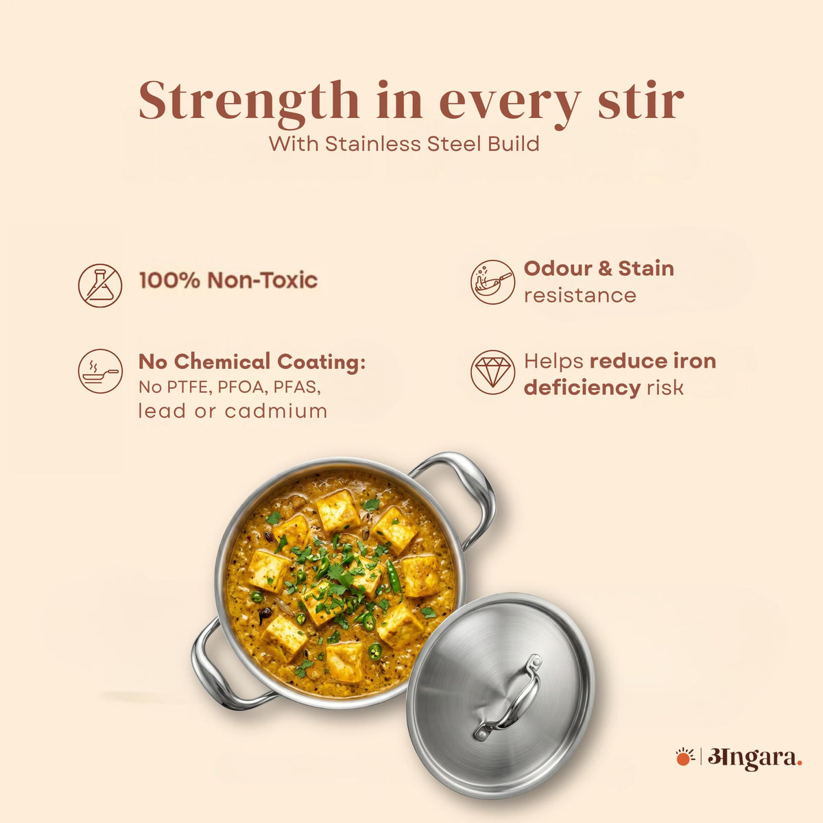 Triply - Belly Casserole Hot Case - Steel Lid - Keeps Food Warm Longer