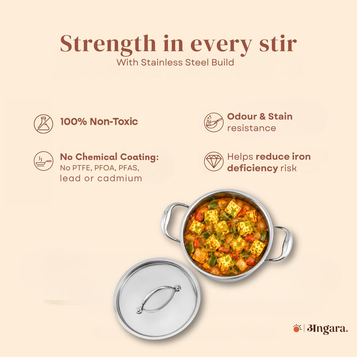 Triply - Casserole Hot Case - Steel Lid - Keeps Food Warm Longer