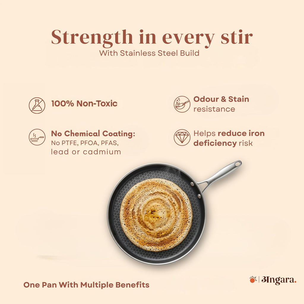 Triply - Honeycomb Dosa Tawa - 28 cm, 2.5mm - Non-Stick Surface