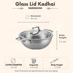 Triply - Shallow Kadhai with Glass Lid - See-Through Lid