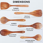 Wood - Cooking Spoon Set - Pack of 6 - Handmade