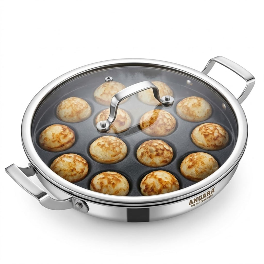 Appam Pan With Lid 14 pits.