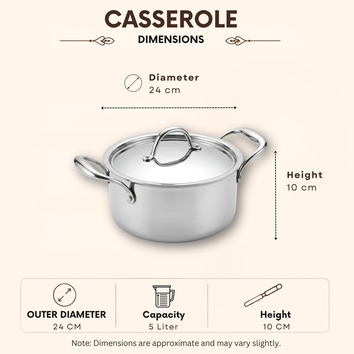 Triply - Casserole Hot Case - Steel Lid - Keeps Food Warm Longer