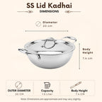 Triply - Deep Kadhai with Steel Lid - Multi-Purpose Cooking
