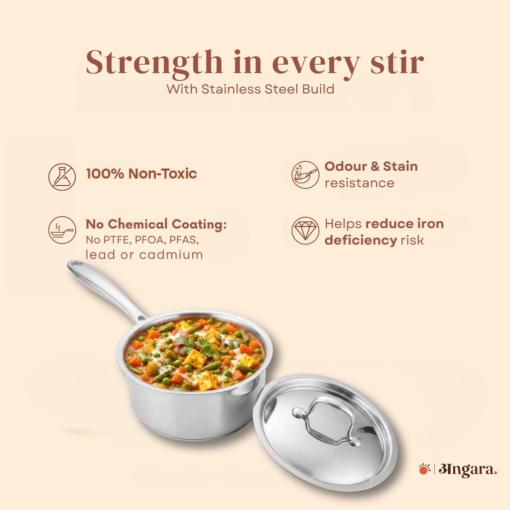 Triply - Sauce Pan Tea Pan - Even Heat Distribution