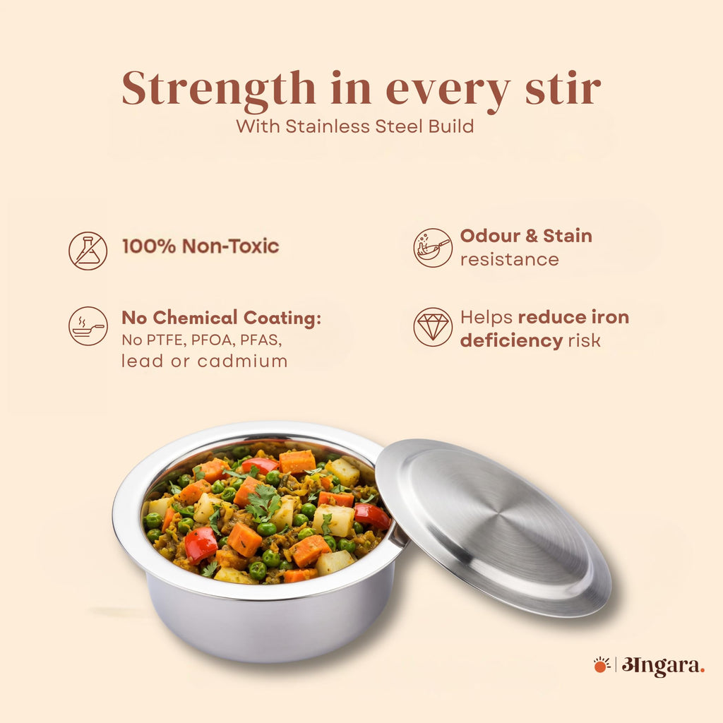 Triply - Tope with Steel Lid - Multi-Purpose Cooking
